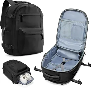 Large Travel Backpack For Women Men,Carry On Backpack,Airline Approved Personal Item Travel Bag,Waterproof 15.6Inch Laptop luggage backpack,Mochila de Viaje(Black)