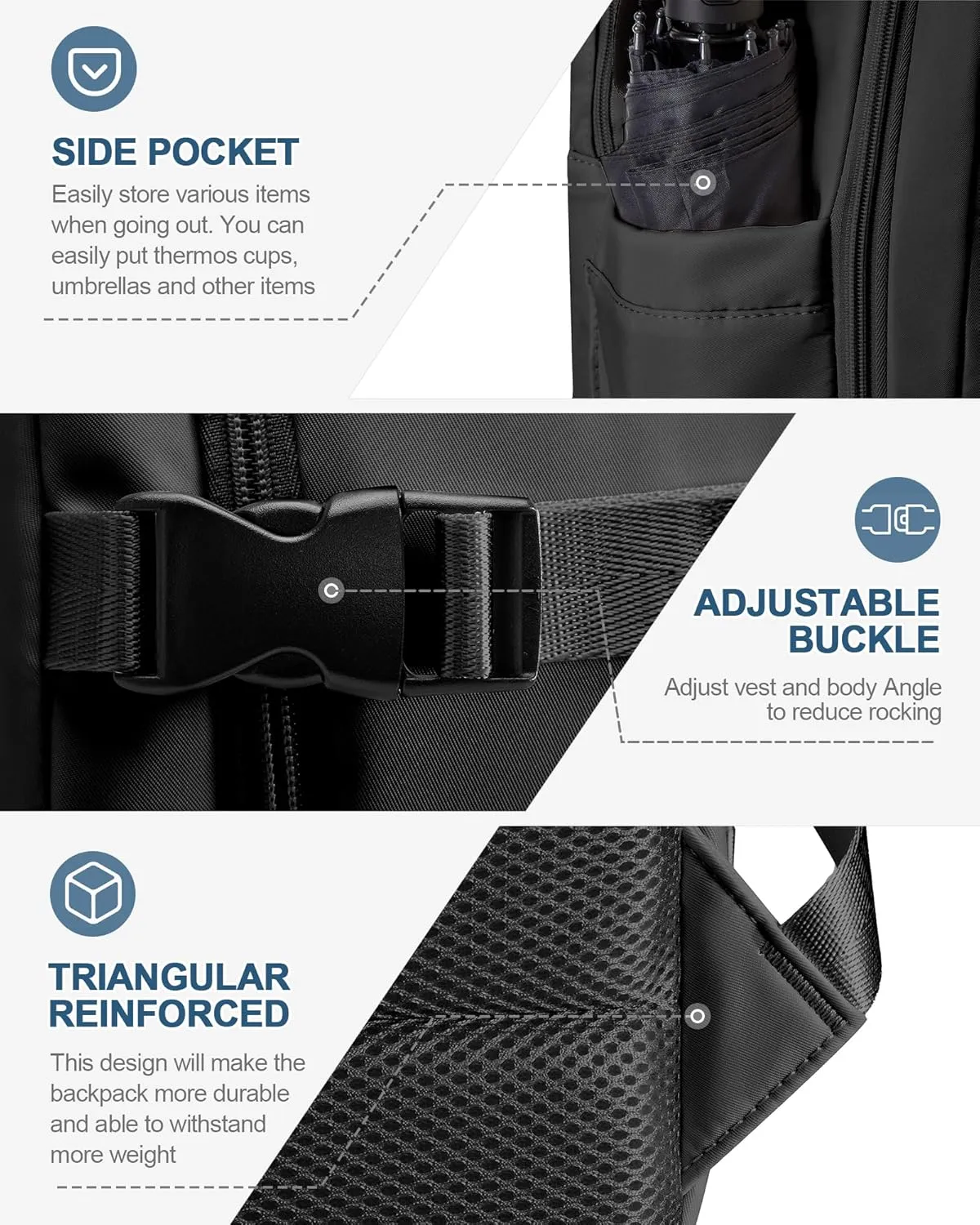 Large Travel Backpack For Women Men,Carry On Backpack,Airline Approved Personal Item Travel Bag,Waterproof 15.6Inch Laptop luggage backpack,Mochila de Viaje(Black)