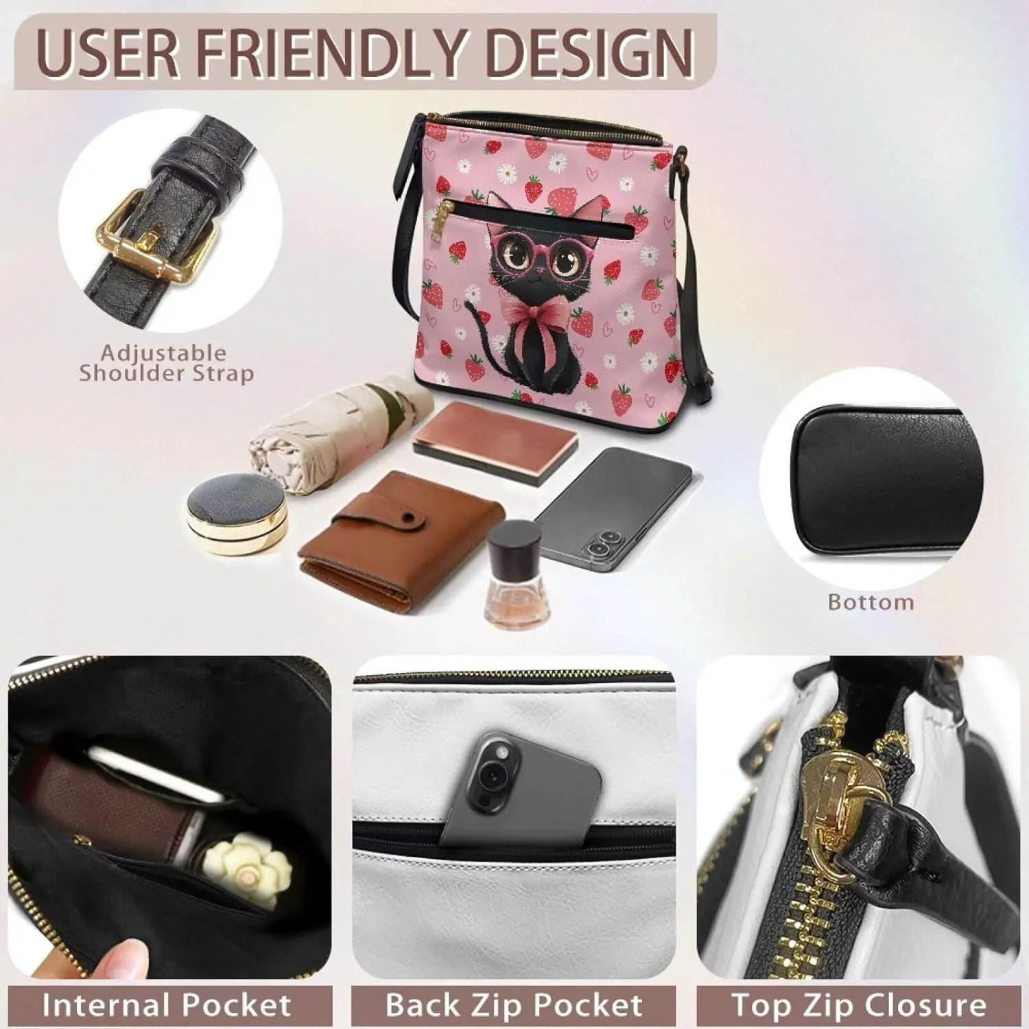 Leather Purses for Women, Leather Hobo Bags for Women Vintage Travel Sling Purse Multi Pockets Shoulder Bag