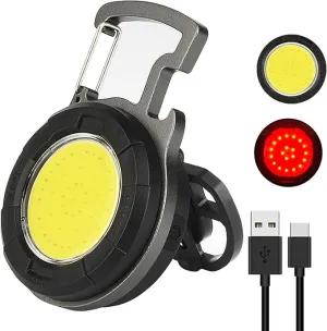 LED Cob Small Flashlights, Rechargeable COB Keychain Work Light, 4 Light Modes Portable Pocket Keychain Light with Magnet Base Walking, Camping, Emergency Lighting