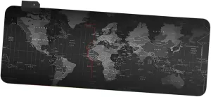 LED Mouse Mat with World Map Design Slip Gaming for Office and Gaming Smooth Surface for Swift Mouse Movement for Gamers and Workspaces