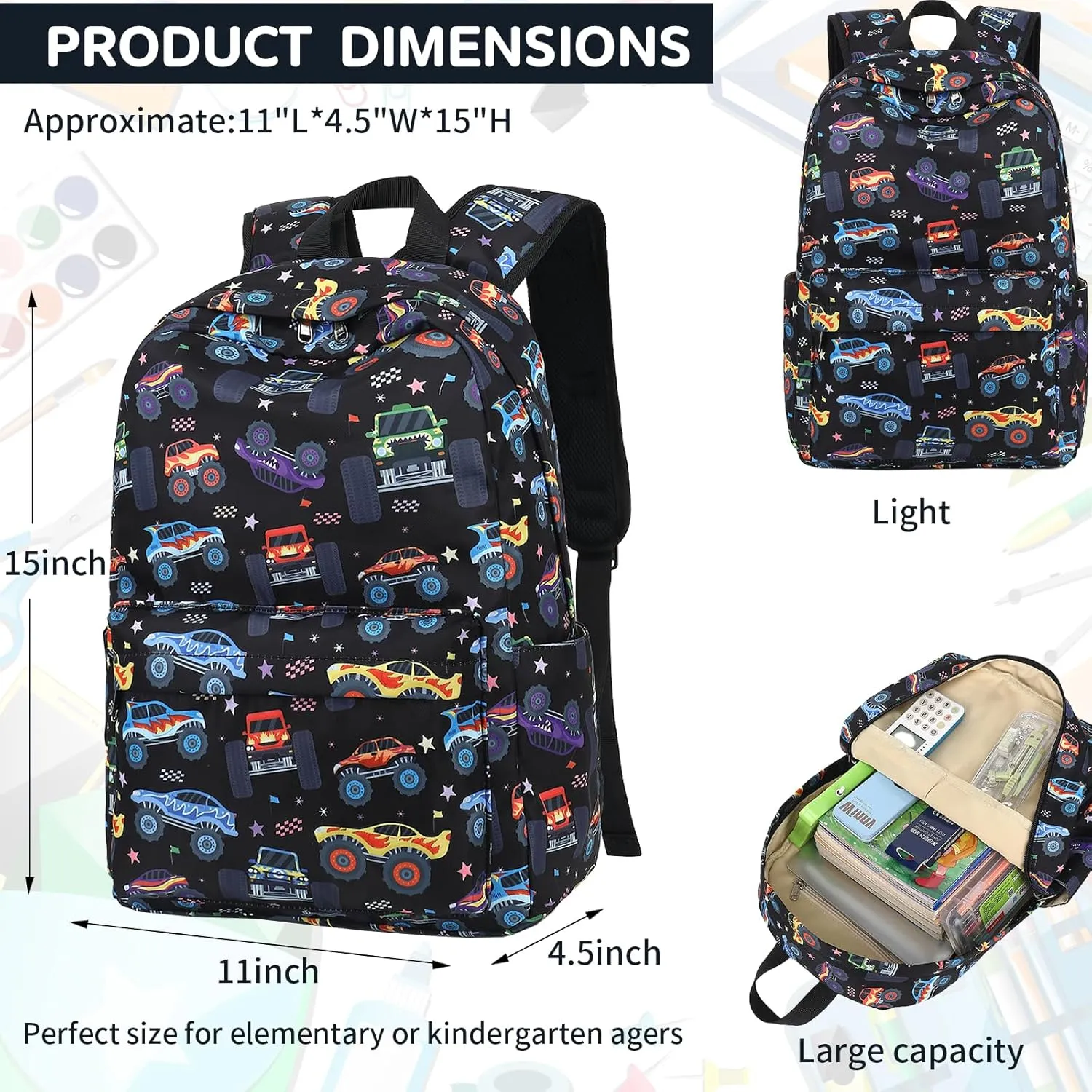 LEDAOU Toddler Kids Backpack for Boys Girls Preschool Kindergarten School Backpack Bookbag School Bag with Chest Strap