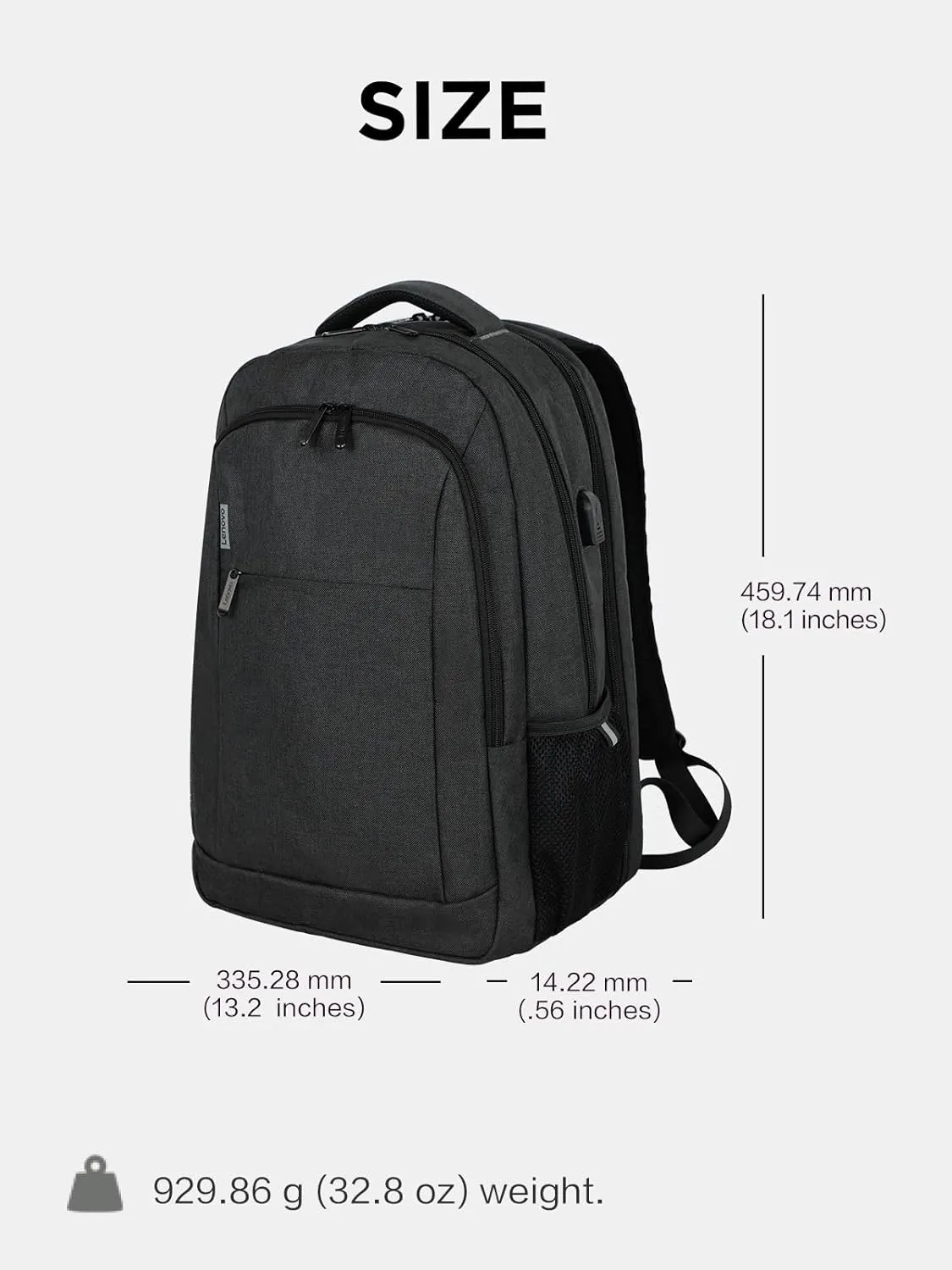 Lenovo B325 Laptop Backpack, 35L, Anti-Theft Travel Backpack, External USB Port, Water-Resistant, Luggage Strap, Fits 16-Inch Laptops, Durable Work & Commute Bag for Men & Women, Gifts for Travelers
