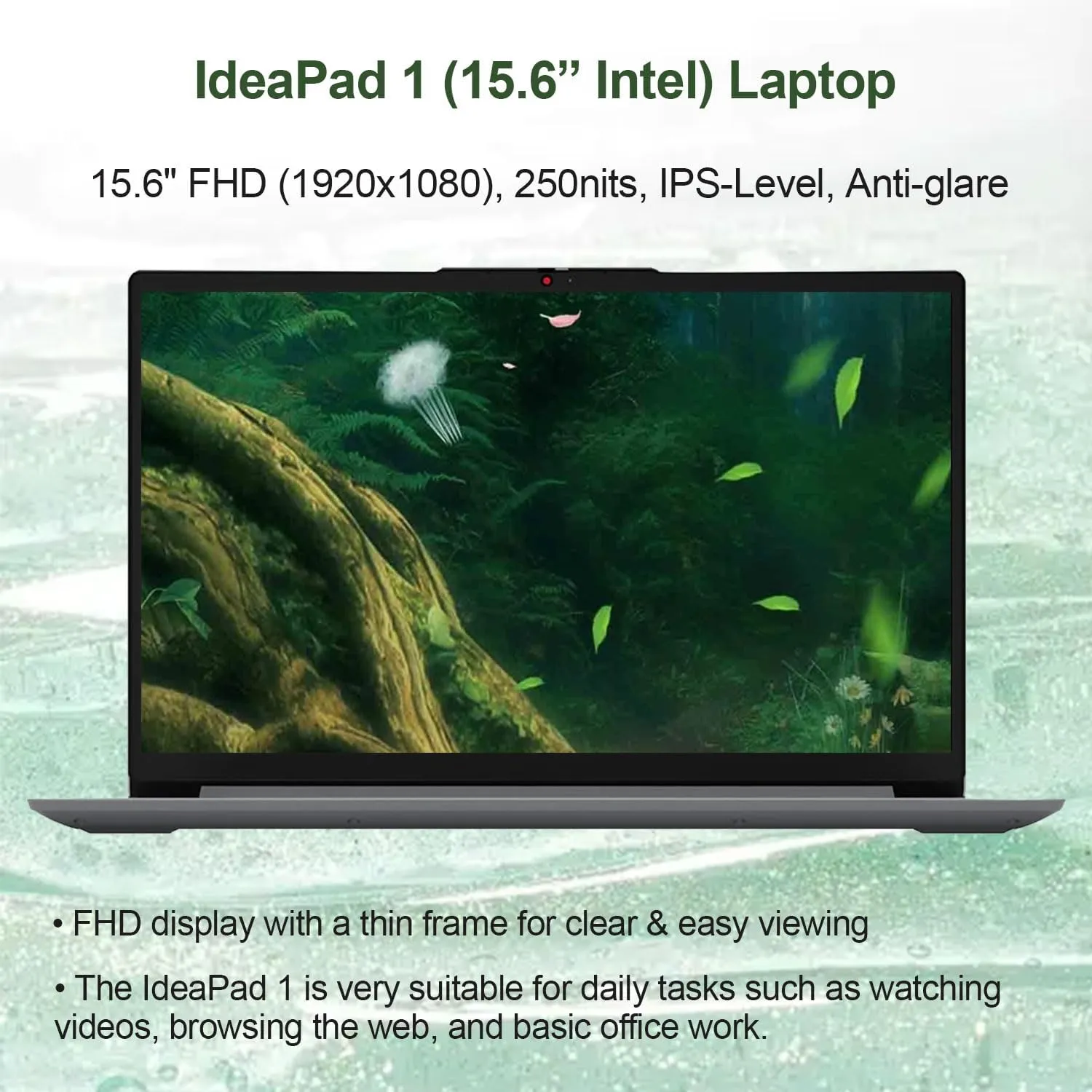 Lenovo IdeaPad 1 Home Laptop, 15.6" FHD Display, Intel Celeron Dual Core Processor, 12GB RAM, 384GB Storage(128GB eMMC   256GB PCIe), 1 Yr Office 365, Wi-Fi 6, W11H, Additional 1 Yr ADP