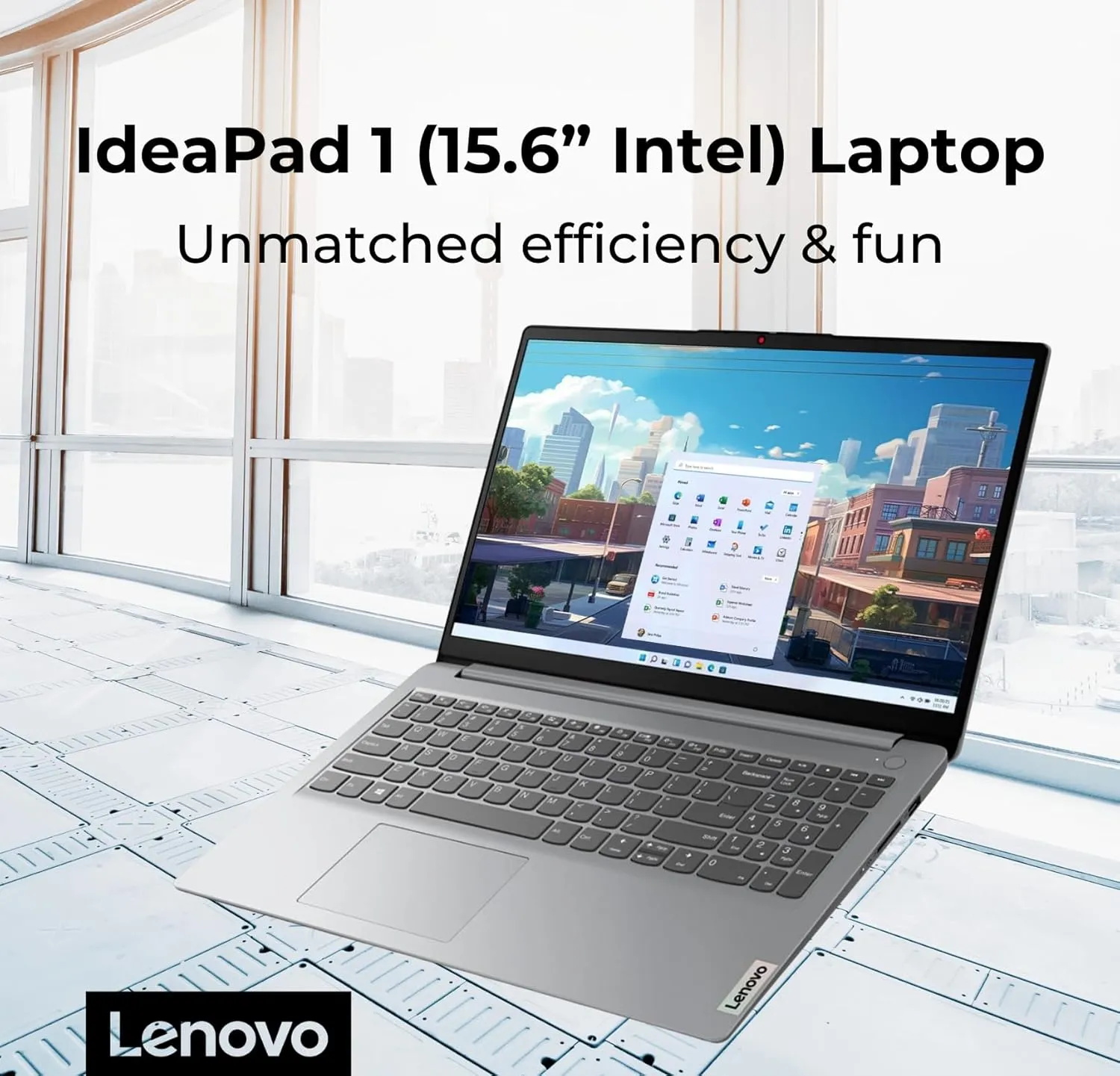 Lenovo IdeaPad 1 Student Laptop, 15.6" FHD Display, Intel Dual Core Processor, 12GB RAM, 512GB SSD   128GB eMMC, 1 Year Office 365, Wi-Fi 6, Webcam, Bluetooth, SD Card Reader, Windows 11 Home, Grey