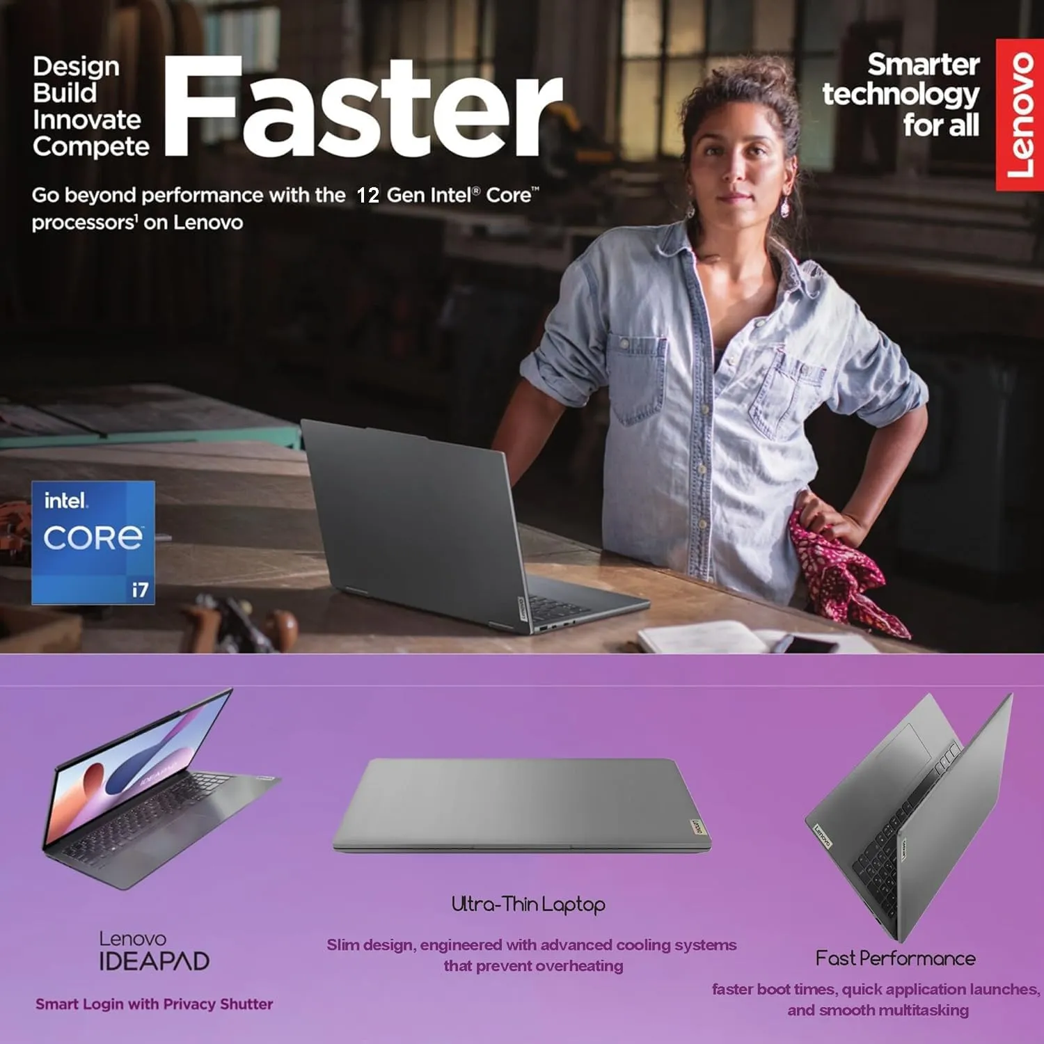 Lenovo IdeaPad 15.6" FHD Touchscreen Laptop – Powerful 10-Core Intel i7 (Turbo Up to 4.7GHz), 40GB RAM, 1TB SSD, Backlit Keyboard, Fingerprint Reader, Wi-Fi 6, Windows 11 Pro   WOWPC Recovery USB