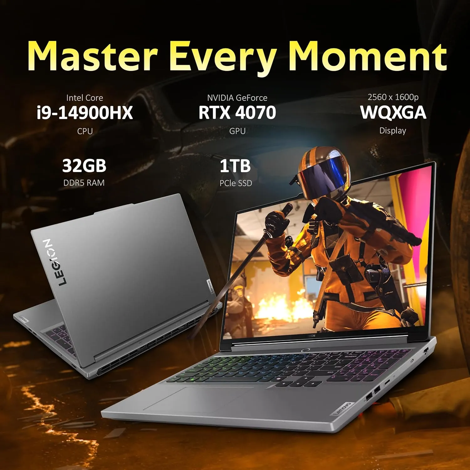 Lenovo Legion 5 16" WQXGA 165Hz Gaming Laptop, Intel i9-14900HX, 32GB DDR5, 1TB SSD, NVIDIA GeForce RTX 4070 8GB GDDR6, RGB Backlit Keyboard, Wi-Fi 6E, Windows 11 Pro, Gray, 256GB Docking Station Set