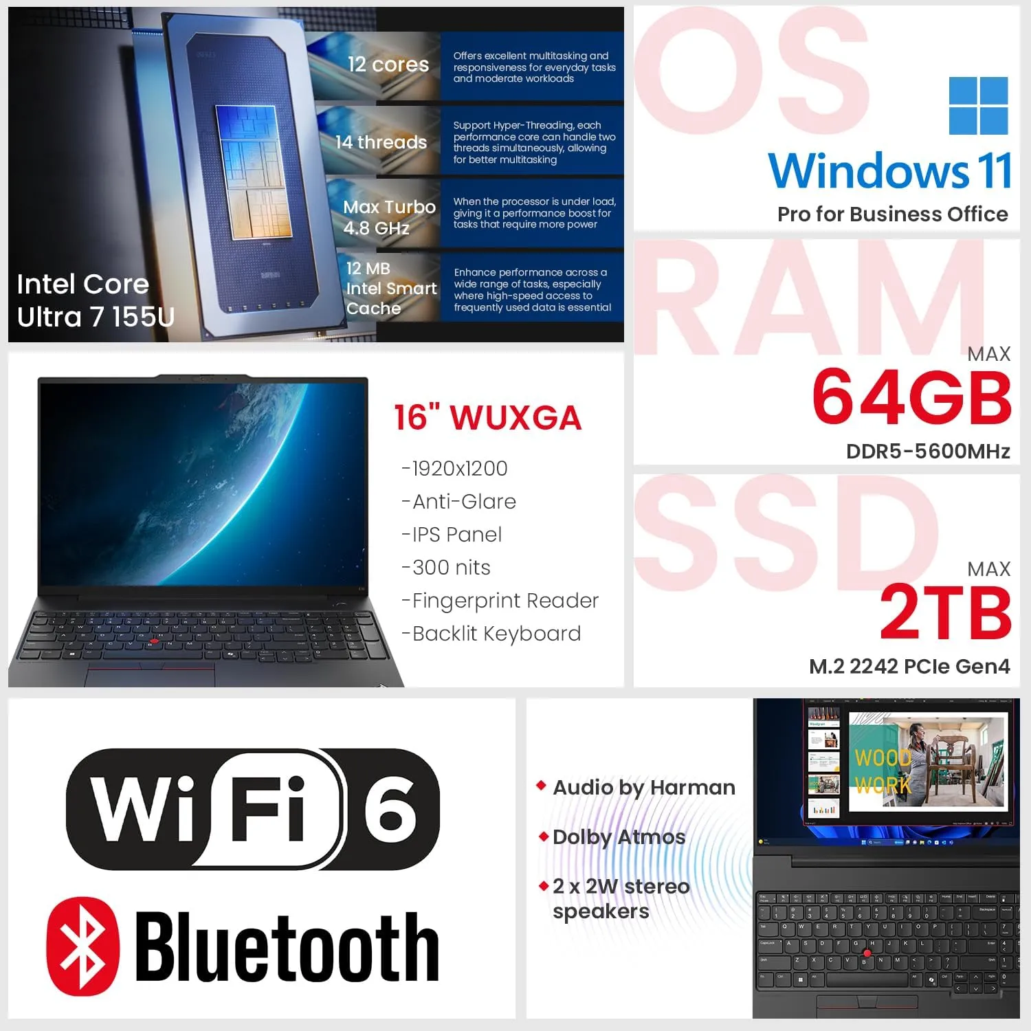 Lenovo ThinkPad E16 AI-Optimized Business Laptop, 16" FHD , Intel Core Ultra 7 155U, 16GB DDR5 RAM, 512GB SSD, Fingerprint, Backlit, HDMI, Wi-Fi 6, Windows 11 Pro, Bundle with Targus Docking Station