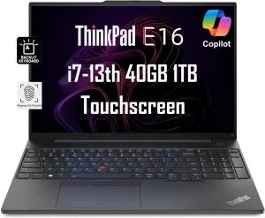 Lenovo ThinkPad E16 Business Laptop (16" FHD  Touchscreen, Intel 13th Gen 10-Core i7-1355U, 40GB RAM, 1TB SSD) Backlit, Fingerprint, FHD Webcam, Ethernet, Thunderbolt 4, Win 11 Pro w/ AI Copilot