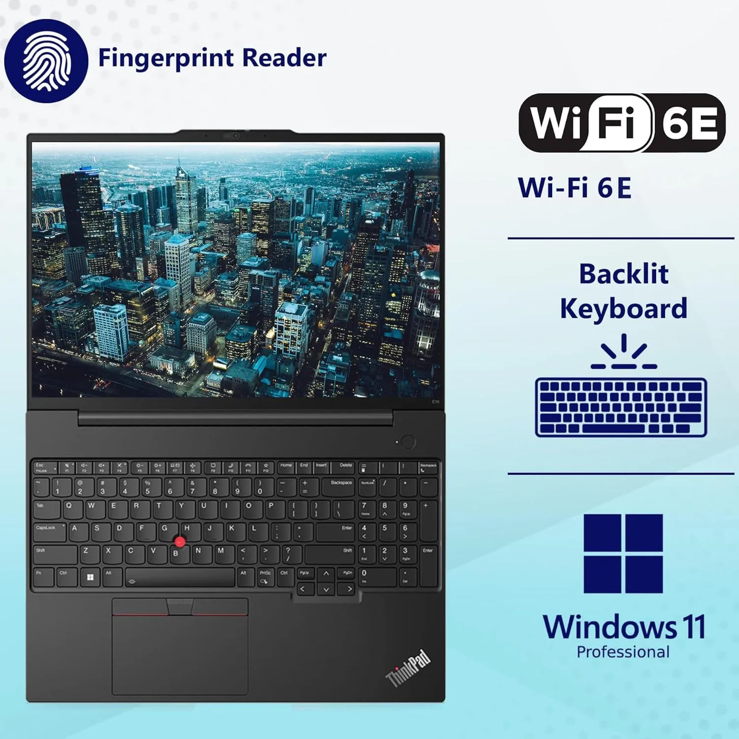 Lenovo ThinkPad E16 G2 16" FHD  Business Laptop Computer, AMD Octa-Core Ryzen 7 7735HS (Beat i7-1355U), 64GB DDR5 RAM, 1TB PCIe SSD, WiFi6E, Backlit KB, Fingerprint Reader, Windows 11 Pro, Vent-Hear