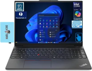 Lenovo ThinkPad E16 Gen 2 AI Powered Laptop 16.0" Touchscreen IPS WUXGA (Intel Ultra 5-125U, 32GB DDR5, 1TB PCIe SSD, Backlit KYB, Fingerprint, Thunderbolt 4, Win 11 Pro) w/DKZ USB Port Expander