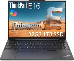 Lenovo ThinkPad E16 Gen 2 Business Laptop (16" FHD  Anti-glare, AMD Ryzen 5 7535U (> Intel i7-1360P), 32GB DDR5, 1TB SSD) Fingerprint, Backlit, RGB Webcam, Wi-Fi, RJ-45, Win 11 Pro w/ Copilot
