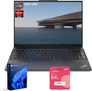 Lenovo ThinkPad E16 Gen 2 Business Laptop, 16" WUXGA, AMD Ryzen 7 7735U up to 4.75GHz, 64GB DDR5 RAM, 2TB SSD, Fingerprint, Backlit, HDMI, Wi-Fi 6, Win 11 Pro, Bundle with ADATA 64GB USB Flash Drive