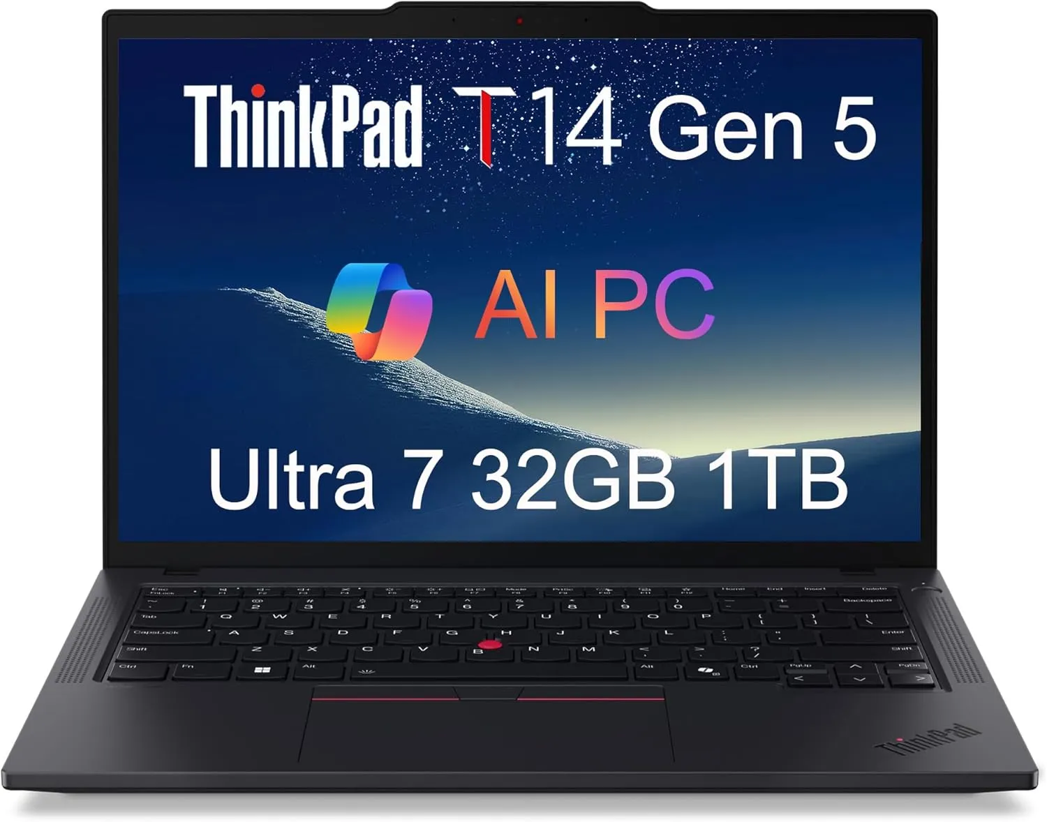 Lenovo ThinkPad T14 Gen 5 Business Laptop (14" FHD , Intel Ultra 7 155U (>i7-13700H), 32GB DDR5 RAM, 1TB SSD), Fingerprint, Backlit, 5MP Webcam, Ethernet, Wi-Fi 6E, Win 11 Pro, 2025 AI PC, Black