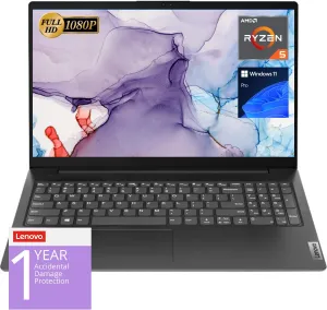 Lenovo V15 Laptop, 15.6" FHD Display, AMD Ryzen 5 5500U Hexa-core Processor (Beat i7-1065G7), 16GB RAM, 2TB SSD, RJ-45, Numeric Keypad, Wi-Fi, Windows 11 Pro, Black, Additional 1 Yr ADP