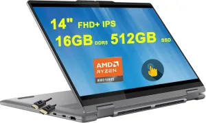 Lenovo Yoga 7 2-in-1 AI PC Laptop | 14" FHD  IPS Touch AMD Zen4 8-core Ryzen 7 8840HS (>i7-12700H) | 16GB DDR5 512GB SSD | Backlit Fingerprint Long-Lasting Battery Win11Pro Gray   HDMI Cable