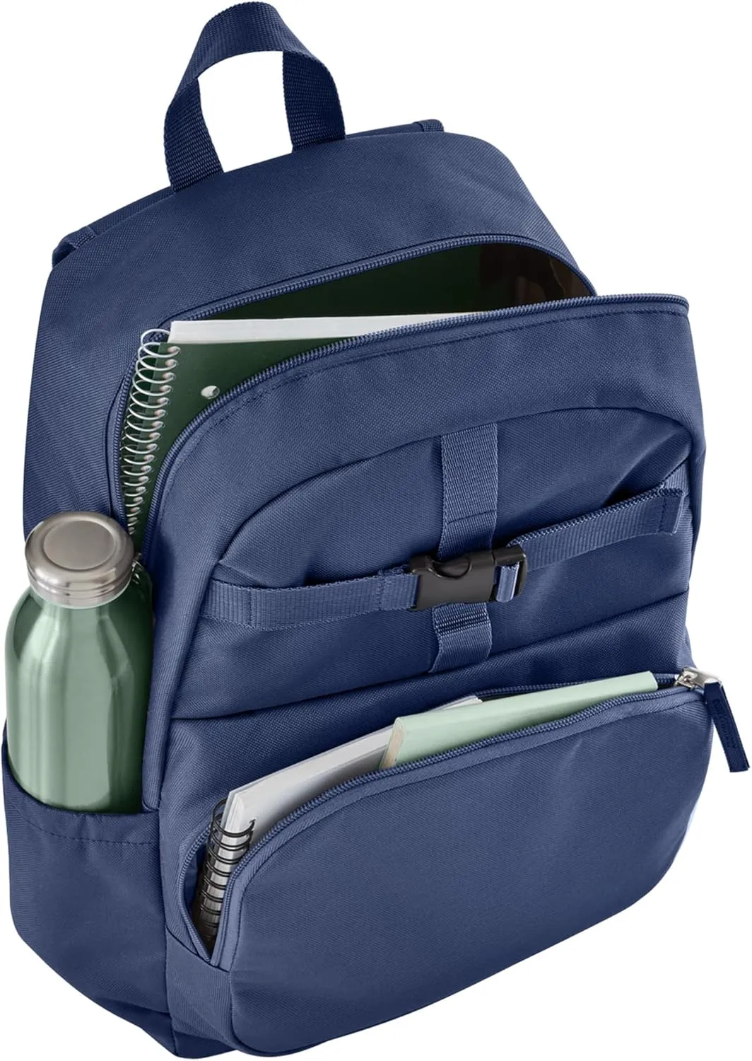 Let's Make Memories Kids Backpack for School - Personalized Back to School Supplies - Bookbag with Lunch Box - Blue - Stripes