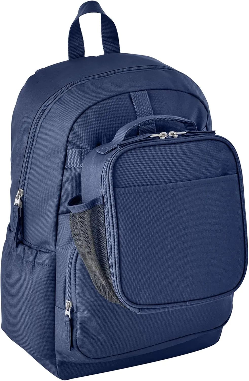 Let's Make Memories Kids Backpack for School - Personalized Back to School Supplies - Bookbag with Lunch Box - Blue - Stripes