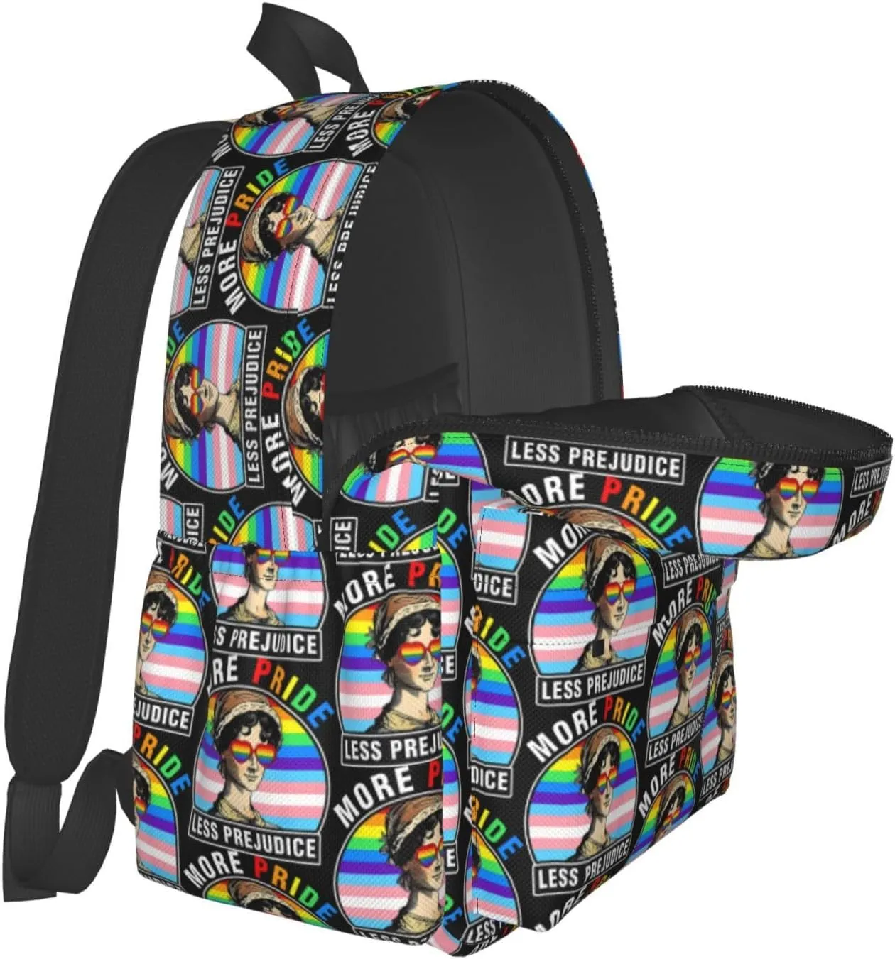 Lgbt Pride Rainbow Gay More Pride Less Prejudice Laptop Backpack Shoulder Bag Laptop Pack Travel Backpacks Commuter Back Pack Casual Daypack Bags With Side Pockets