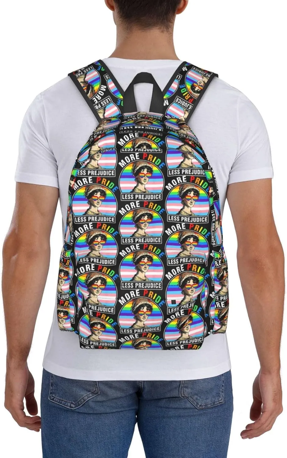 Lgbt Pride Rainbow Gay More Pride Less Prejudice Laptop Backpack Shoulder Bag Laptop Pack Travel Backpacks Commuter Back Pack Casual Daypack Bags With Side Pockets