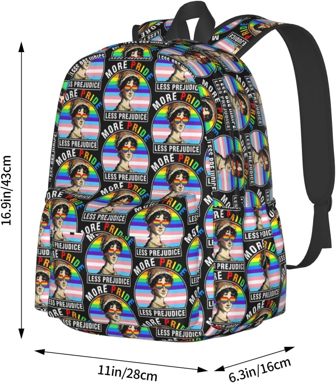 Lgbt Pride Rainbow Gay More Pride Less Prejudice Laptop Backpack Shoulder Bag Laptop Pack Travel Backpacks Commuter Back Pack Casual Daypack Bags With Side Pockets