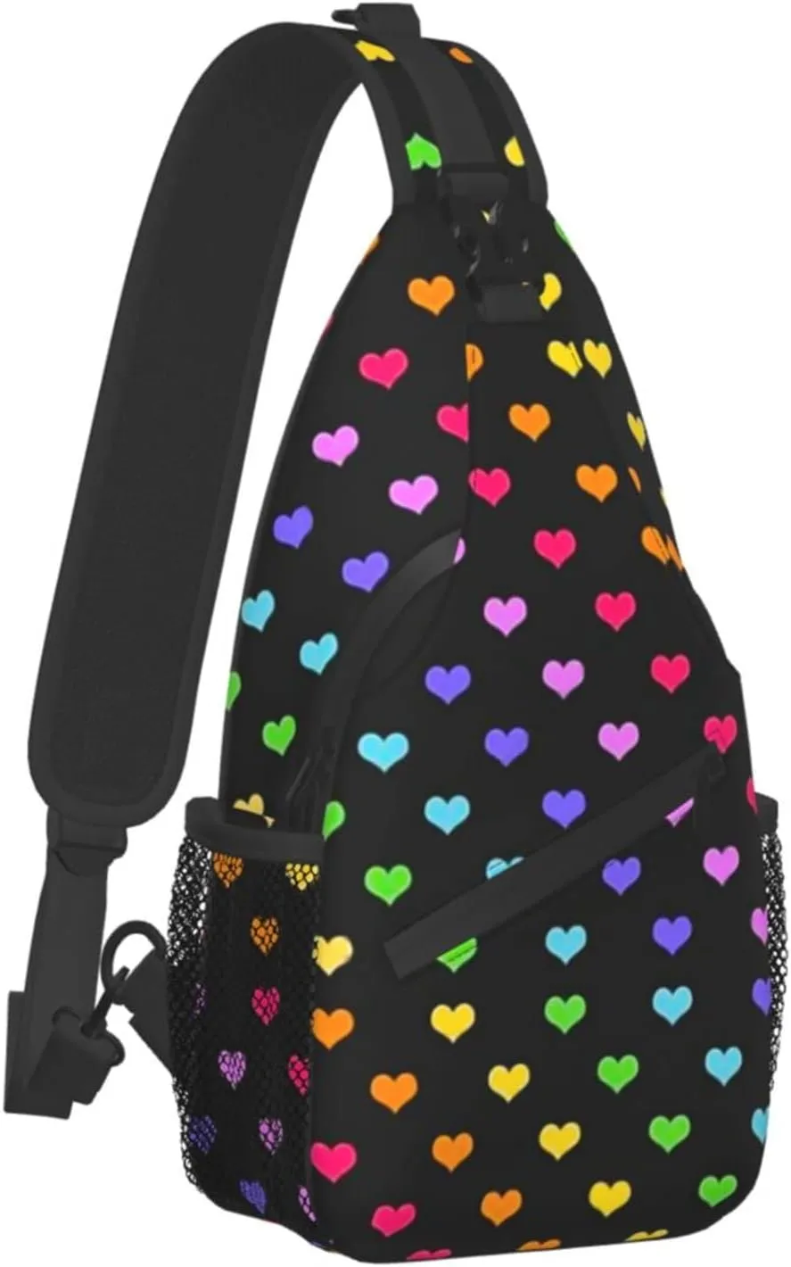 LGBT Sling Bag Crossbody Chest Daypack Casual Backpack Rainbow Animal Shoulder Bag For Travel Hiking Shopping