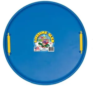 Lifetime Saucer Snow Sled, Heavy-Duty Plastic, Cold Weather Downhill Outdoor Winter Snow Sled with Handles (Blue).