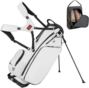 Lightweight Golf Stand Bag with 14 Way Full-Length Dividers, 7 Zippered Pockets and Rain Cover, with Handles and Dual Strap