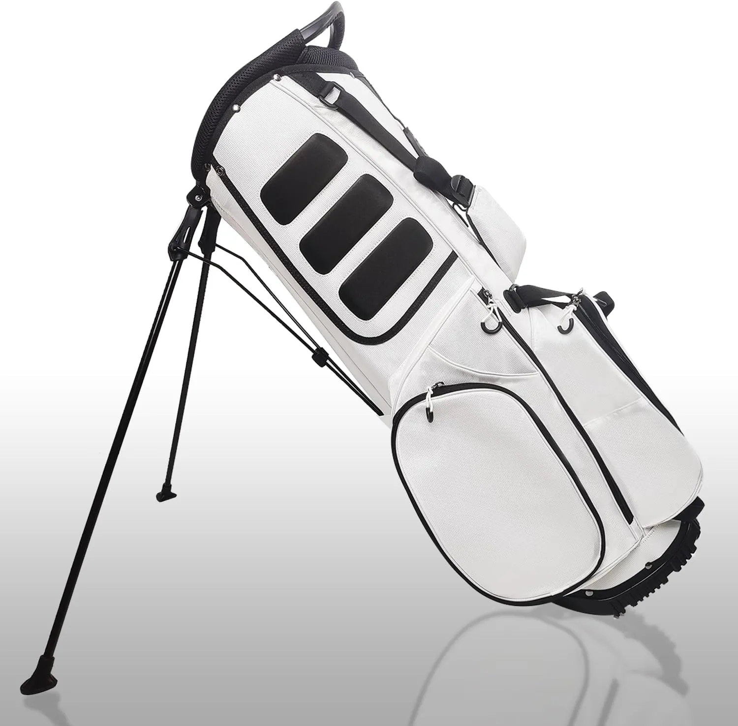 Lightweight Golf Stand Bag with 14 Way Full-Length Dividers, 7 Zippered Pockets and Rain Cover, with Handles and Dual Strap