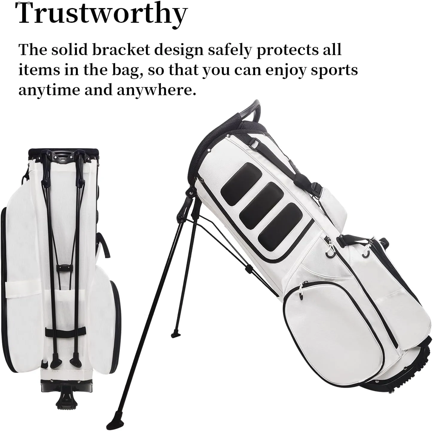 Lightweight Golf Stand Bag with 14 Way Full-Length Dividers, 7 Zippered Pockets and Rain Cover, with Handles and Dual Strap