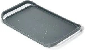LINE ARC Waterproof, Easy-to-Clean, 18"x12" Serving Tray Extra Large Handles (Slate) 100% Food-Grade Melamine for Breakfast, Dinner, Bed, Tea, Crafts, Decorative, TV, Couch, Outdoor, Patio
