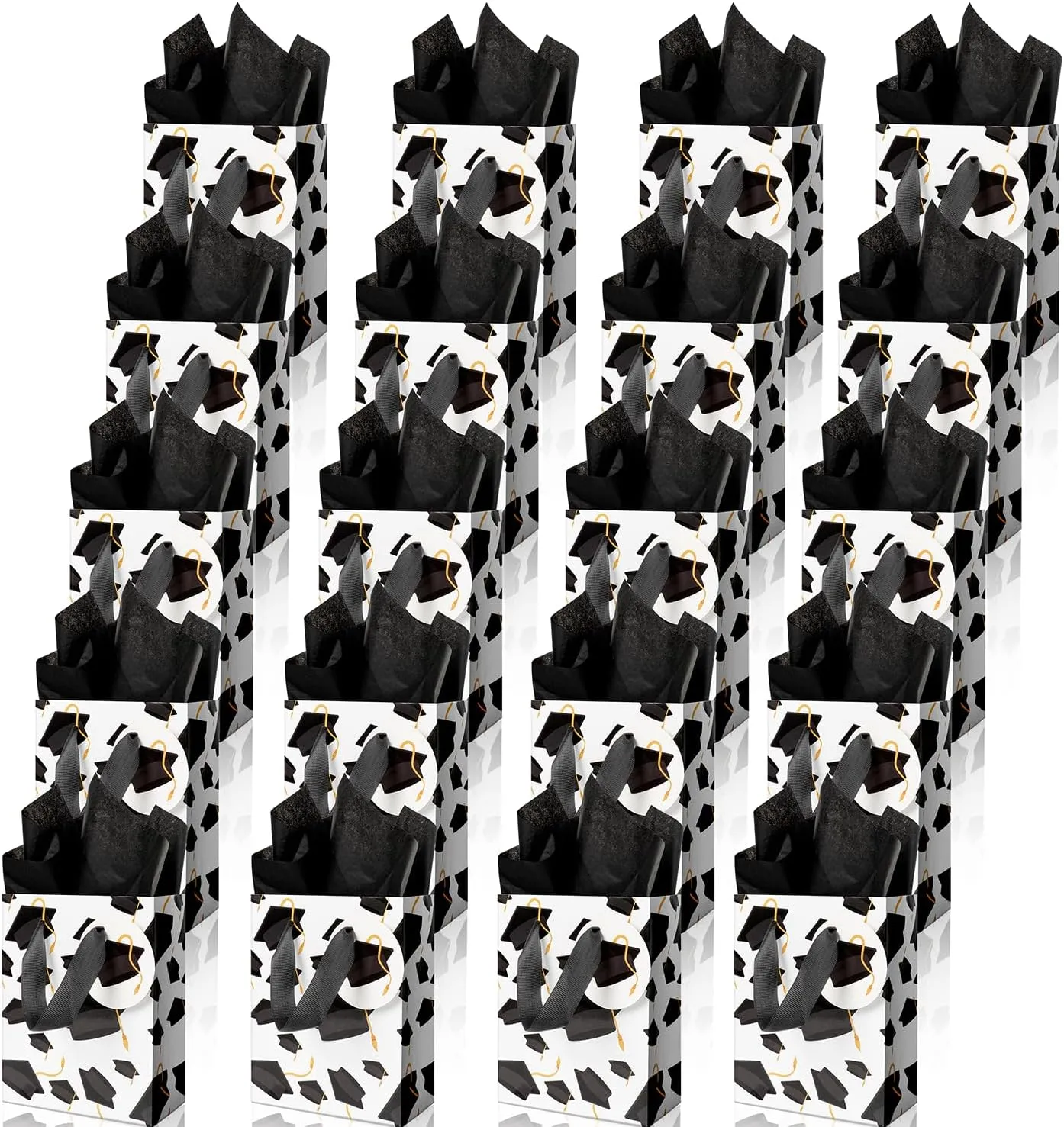 Linelglobal 20 Pack Graduation Gift Bag with Handle in Bulk 6" Small Grad Party Bag for 2025 Treat Bag