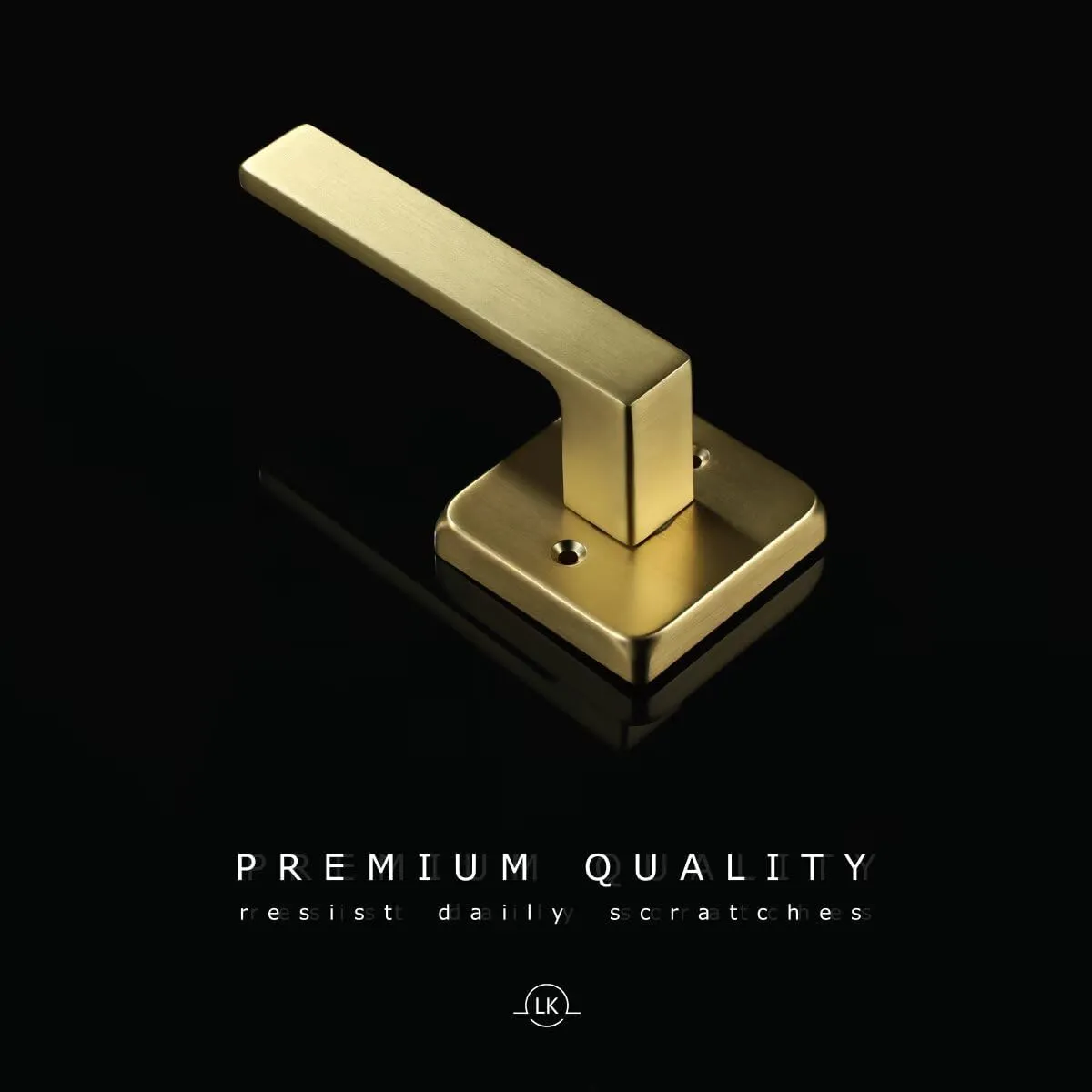 Linkaa Privacy Door Lever Gold Stain Brass Square Shape Door Handles Lever with Lock, Keyless Lock, Privacy Function Exterior/Interior Handles (1 Pack, Privacy (Keyless Lock))