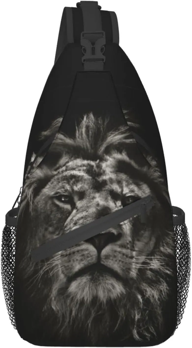 Lion Sling Bag Animal Crossbody Chest Daypack Casual Backpack Men Shoulder Bag For Travel Picnic