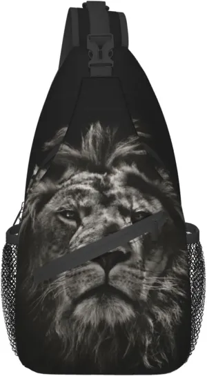 Lion Sling Bag Animal Crossbody Chest Daypack Casual Backpack Men Shoulder Bag For Travel Picnic