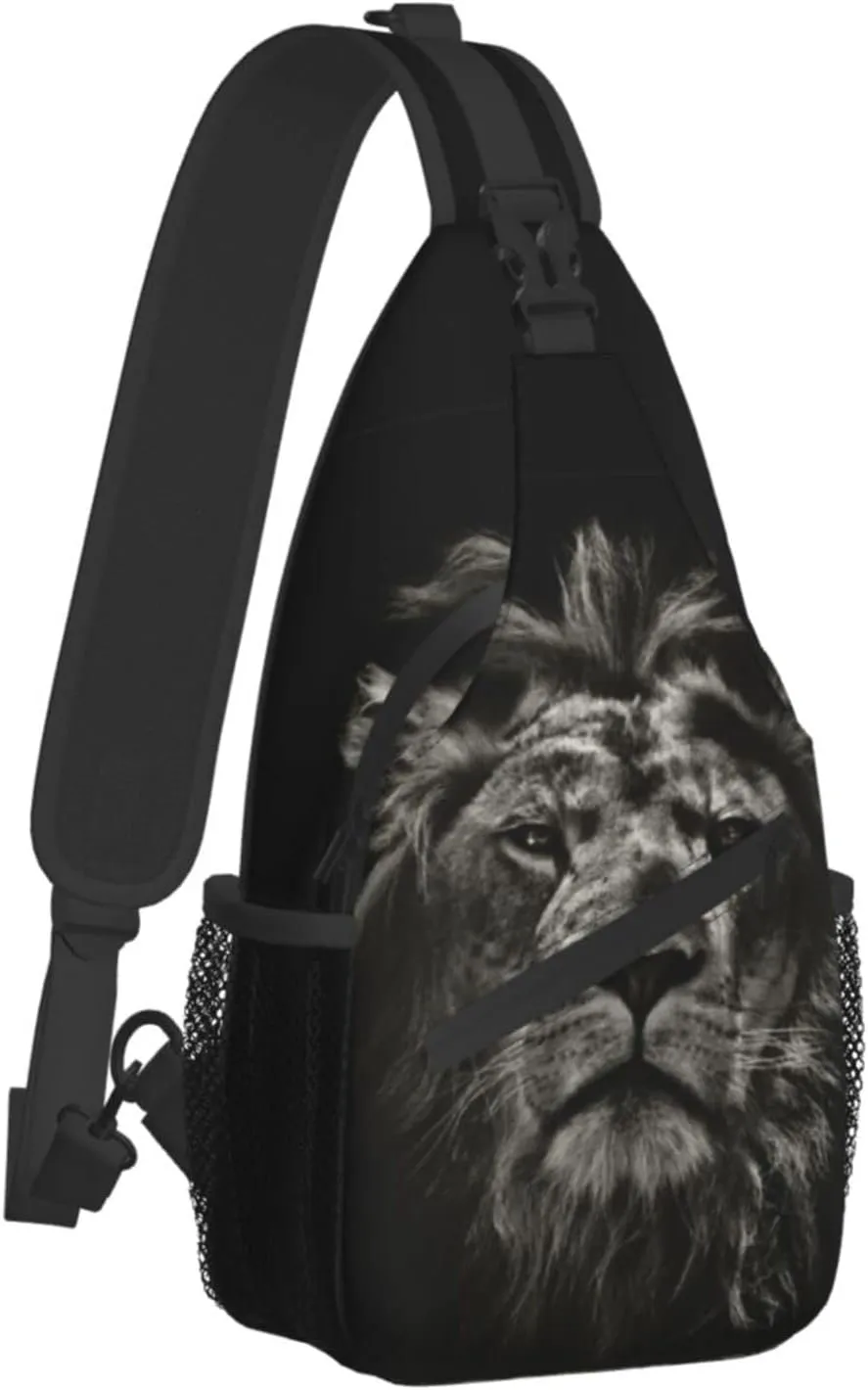 Lion Sling Bag Animal Crossbody Chest Daypack Casual Backpack Men Shoulder Bag For Travel Picnic