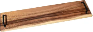 Lipper International Acacia Wood Serve Board with Black Handles for Cheese, Crackers, and Charcuterie, Rectangular 30" x 7" x 1"