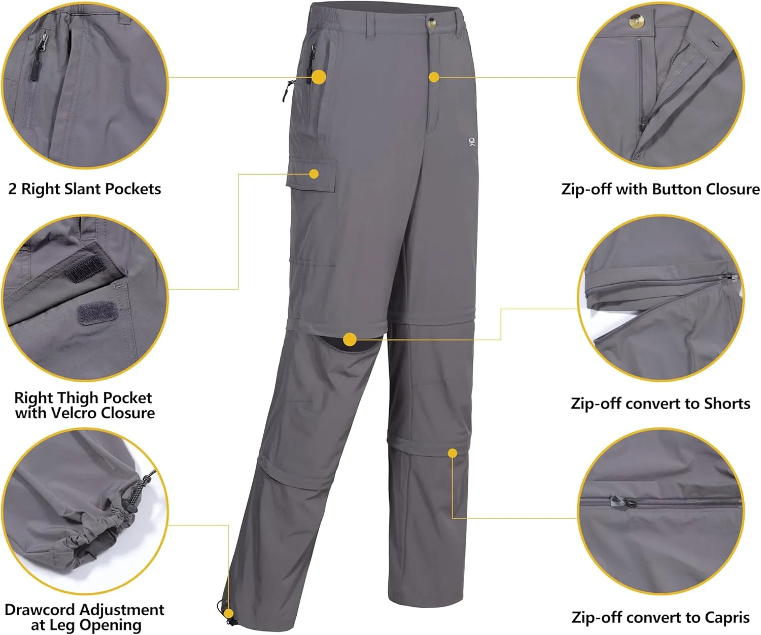 Little Donkey Andy Men's Stretch Convertible Pants, Zip-Off Quick-Dry Hiking Pants, UV Protection, Lightweight