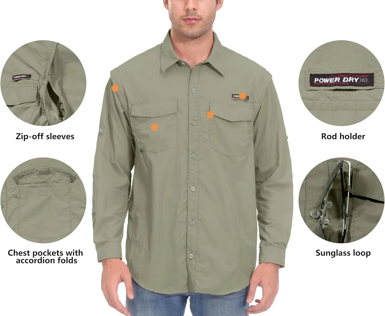 Little Donkey Andy Men's UPF 50  UV Protection Shirt, Short Sleeve Fishing Shirt, Breathable and Fast Dry