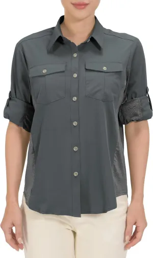 Little Donkey Andy Women's Stretch Quick Dry UPF50  Long Sleeve Shirt for Hiking, Travel, Camping