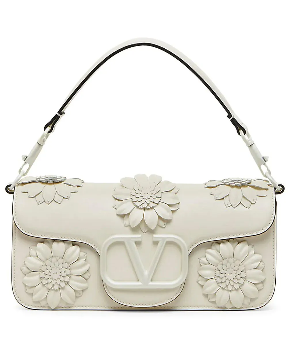Loco Flower Applique Shoulder Bag in Ivory