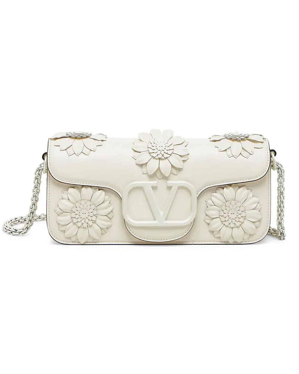 Loco Flower Applique Shoulder Bag in Ivory