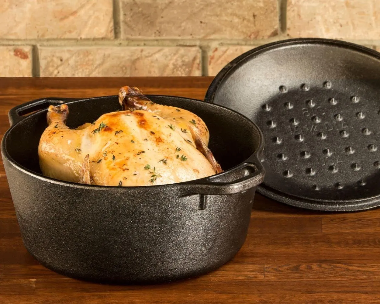 Lodge L8DOL3 Cast Iron Dutch Oven with Dual Handles, Pre-Seasoned, 5-Quart