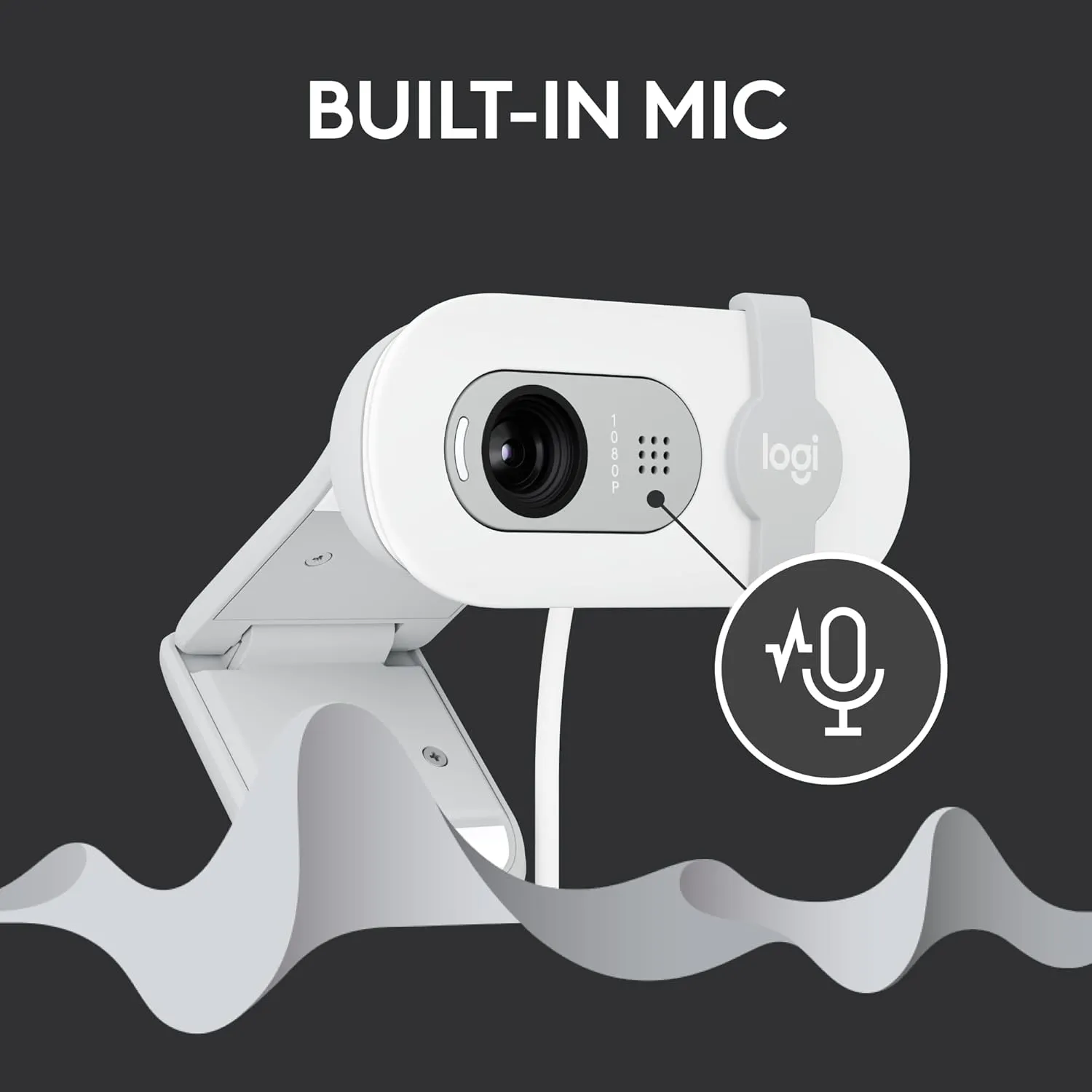 Logitech Brio 100 Full HD 1080p Webcam for Meetings, Streaming, Desktop, Laptop, PC - Built-in Mic, Shutter, USB-A, Teams, Zoom - Off-White