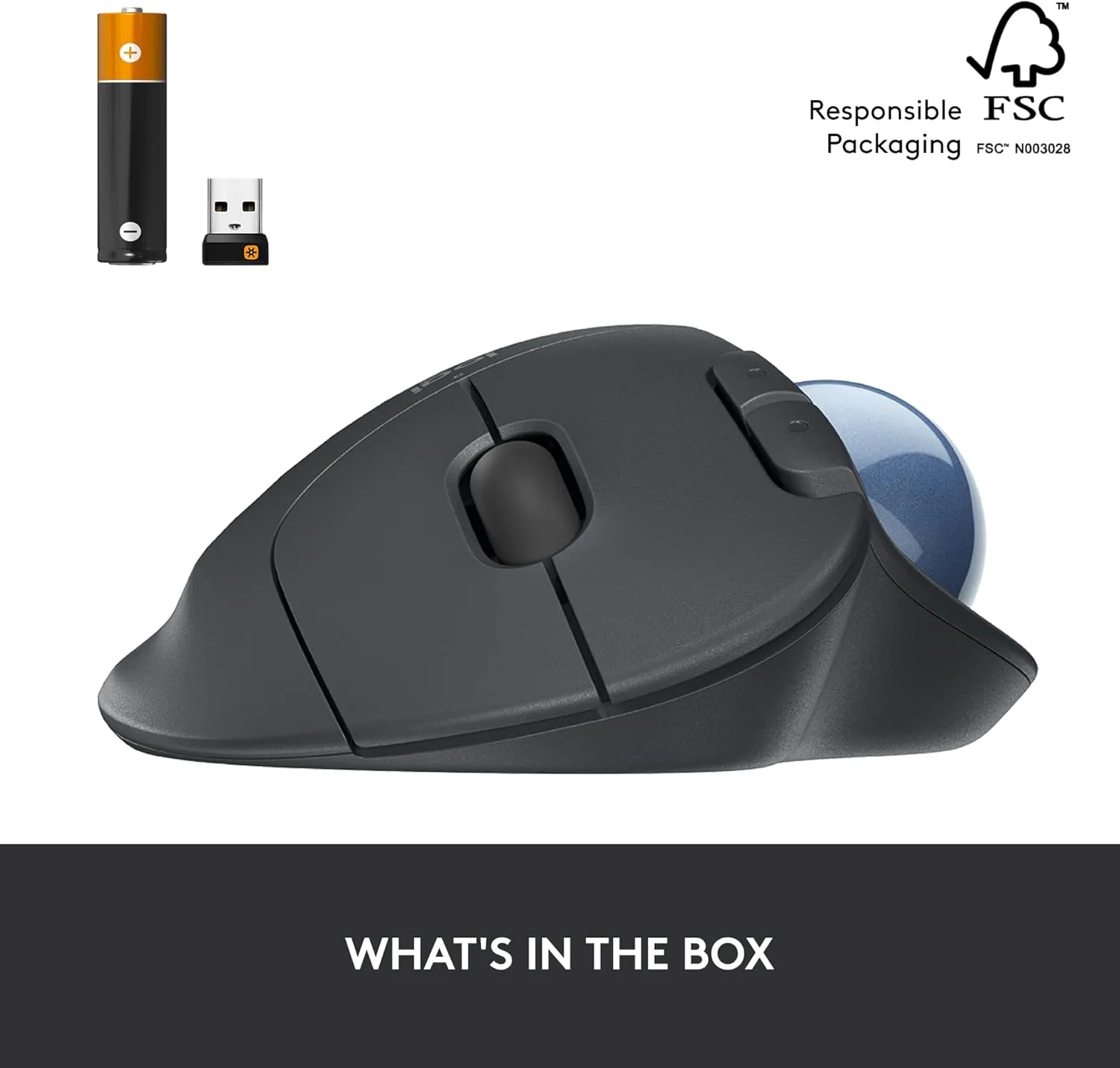 Logitech ERGO M575 Wireless Trackball Mouse - Easy thumb control, precision and smooth tracking, ergonomic comfort design, for Windows, PC and Mac with Bluetooth and USB capabilities - Graphite