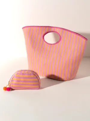Lolita Stripe Tote-Candy Pink