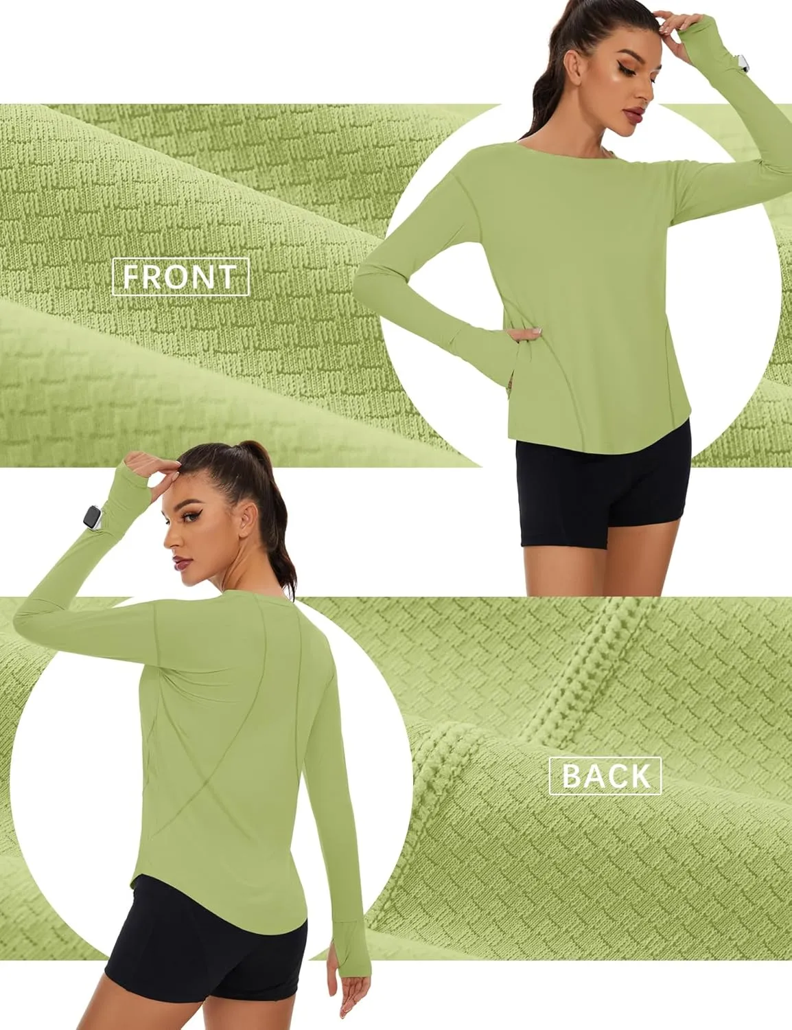 Loovoo Women's Long Sleeve Running Shirts Workout Tops UPF 50  Sun Shirt Quick Dry Athletic T-Shirts with Watching Window