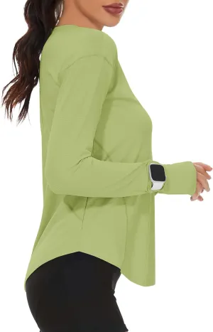 Loovoo Women's Long Sleeve Running Shirts Workout Tops UPF 50  Sun Shirt Quick Dry Athletic T-Shirts with Watching Window