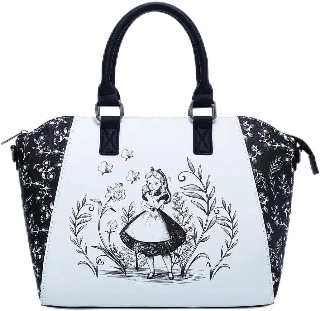 Loungefly Disney Alice In Wonderland Black & White Satchel Bag BLACK NONE