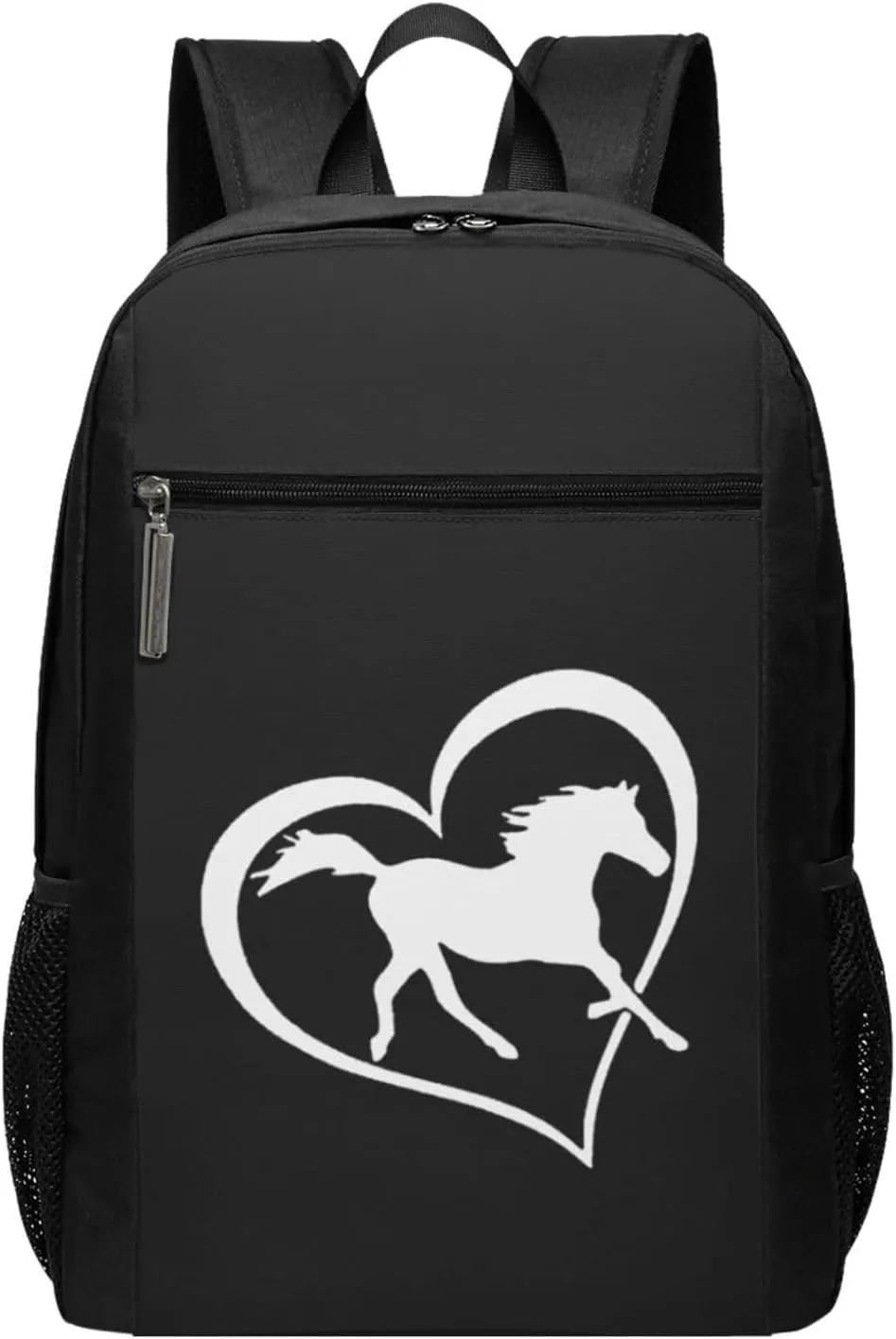 Love Horse Heart Travel Laptop Backpack, Business Anti Theft Slim Sturdy Laptops Backpacks, College Computer Bag Gift for Men & Women Fits 17 Inch Notebook,Black